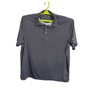 Walter Hagen 11 Majors Men's Golf Polo Shirt SZ XXL Navy Blue Small White Stripe